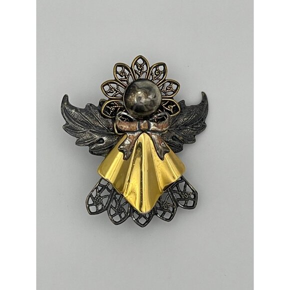 Kat's Creations Angel Brooch Pin Multi Metal Tones - Picture 1 of 9